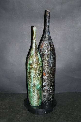 Triple soliflore - bouteille imbriqués en grès