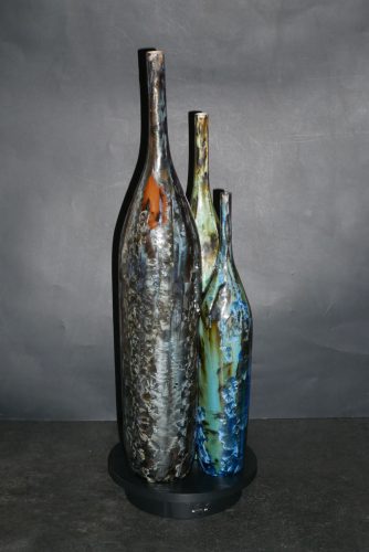 Triple soliflore - bouteille imbriqués en grès