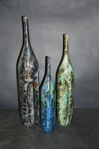 Triple soliflore - bouteille imbriqués en grès