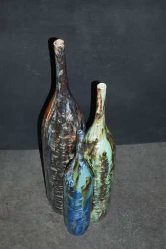 Triple soliflore - bouteille imbriqués en grès