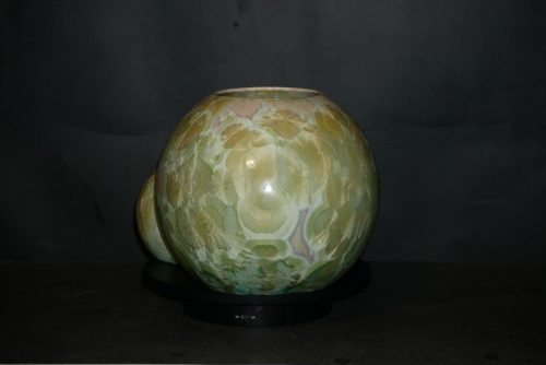 Triple vases boules imbriqués en porcelaine vert-citron