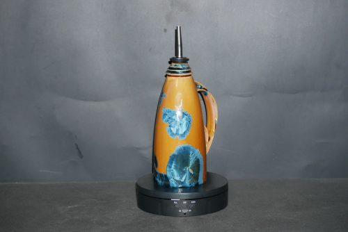 Huilier en porcelaine orange marron cristaux bleus
