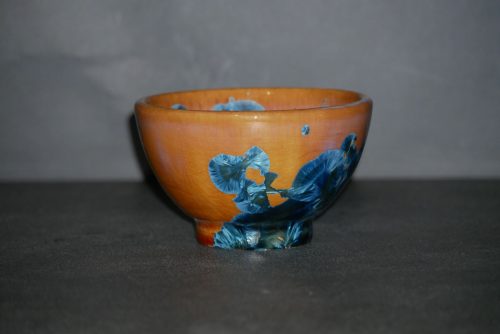 Jeu de 6 bolées en porcelaine orange-marron cristaux bleus