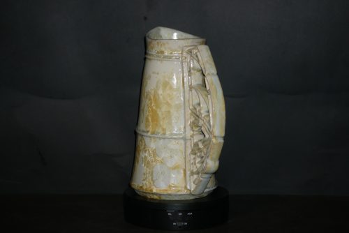 Carafe en grès anse travaillée blanc cristaux jaunes