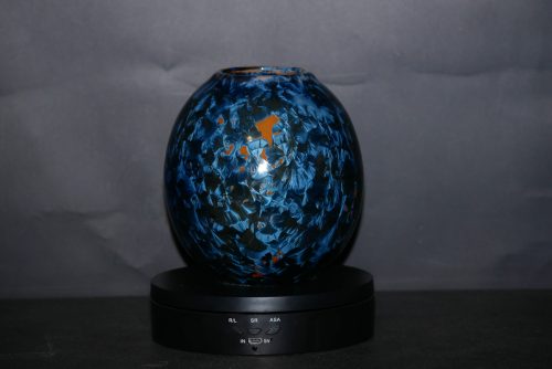 Vase en grès orange marron cristaux bleus
