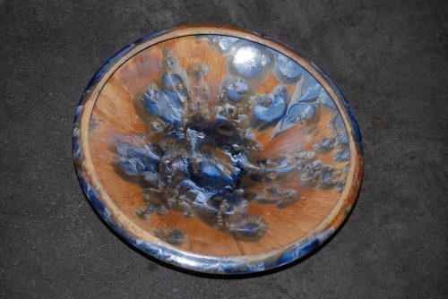 Coupe à fruits en porcelaine cristaux bleu intense 31 cm