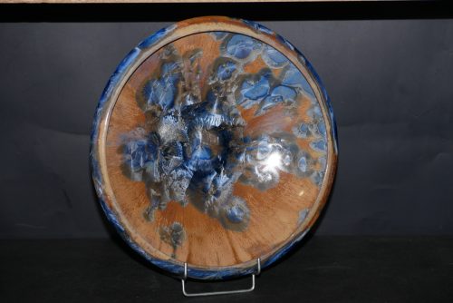 Coupe à fruits en porcelaine cristaux bleu intense 31 cm