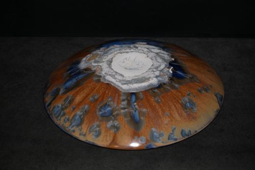 Coupe à fruits en porcelaine cristaux bleu intense 31 cm