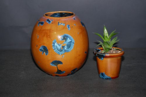 Vase avec pot encastrable en porcelaine pour plante grasse