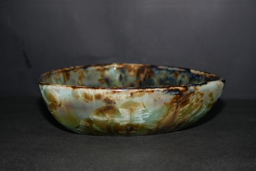 Coupelle triangulaire en grès vert olive