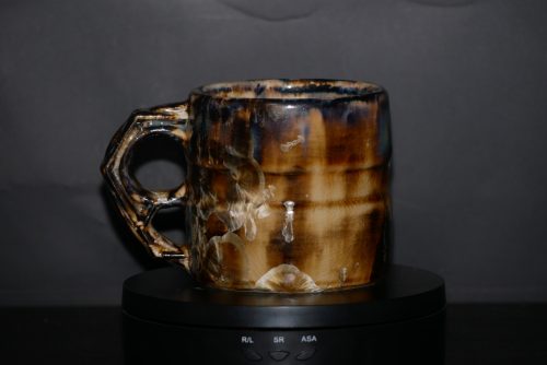Tasse en grès noir cristaux blancs 45cl