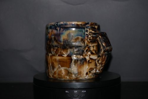 Tasse en grès noir cristaux blancs 45cl