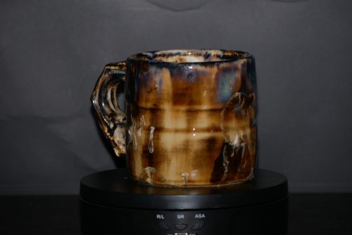 Tasse en grès noir cristaux blancs 45cl