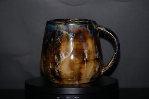 Tasse en grès 35 cl noir cristaux blanc