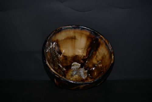 Bol en grès noir cristaux blanc 8 cm