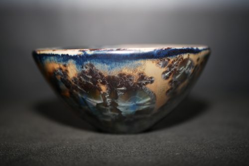 Petit bol forme japonnais en grès marron-gris