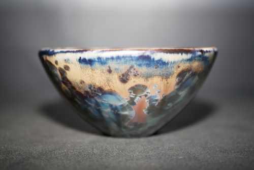 Petit bol forme japonnais en grès marron-gris