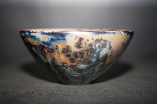 Petit bol forme japonnais en grès marron-gris