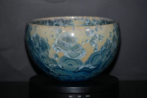 Grand bol en porcelaine cristaux gris-vert 10 cm