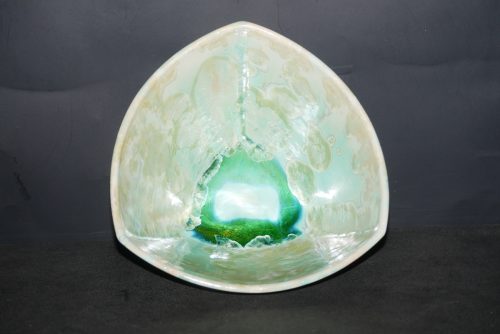 Saladier triangulaire en porcelaine vert citron