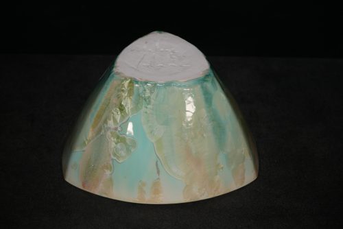 Saladier triangulaire en porcelaine vert citron