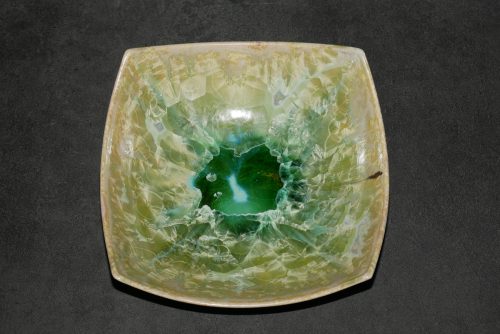 Coupe à fruits carrée en porcelaine vert citron