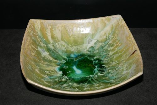 Coupe à fruits carrée en porcelaine vert citron