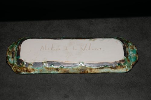 Plat à cake vert en grès