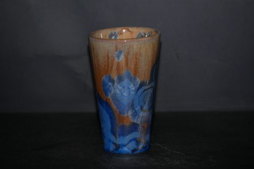 6 tasses en porcelaine cristaux bleu intense