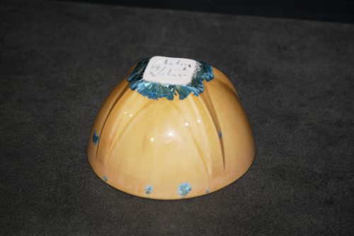 Bol en porcelaine orange cristaux bleus verts 7.5 cm