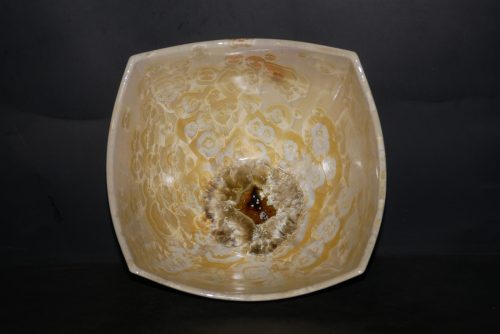 Saladier carré en porcelaine jaune soleil