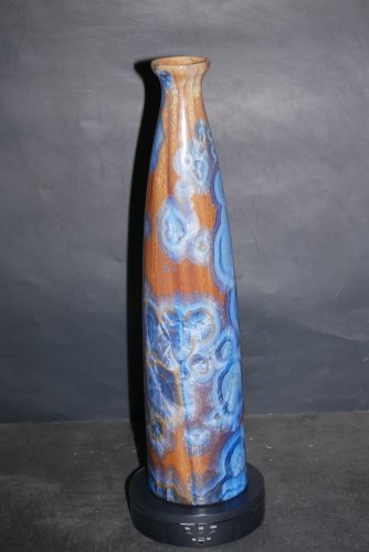 Vase bouteille en porcelaine cristaux bleu intense