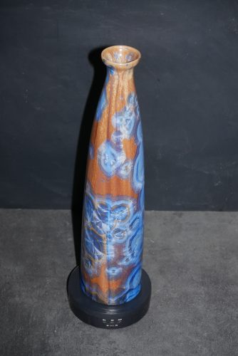 Vase bouteille en porcelaine cristaux bleu intense