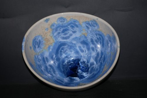 Saladier en porcelaine design cristaux bleu-ciel